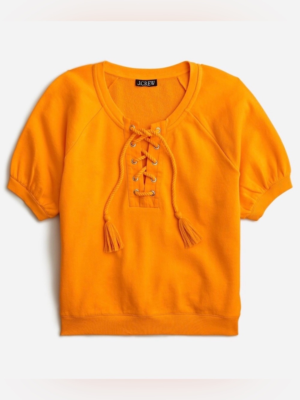 J. Crew University terry short-sleeve lace-up shirt BQ925 apricot coastal size S